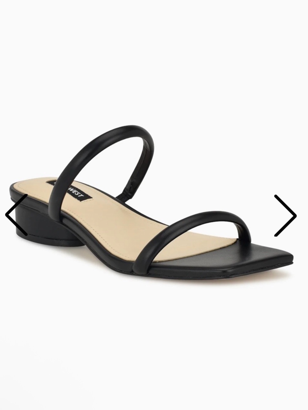 Nine West Morella Black Minimalist Square-Toe Low Heel Mules Slide Sandals 10 M